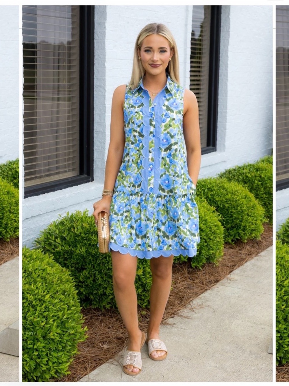 Entro Floral Scallop Dress - Large - NWT